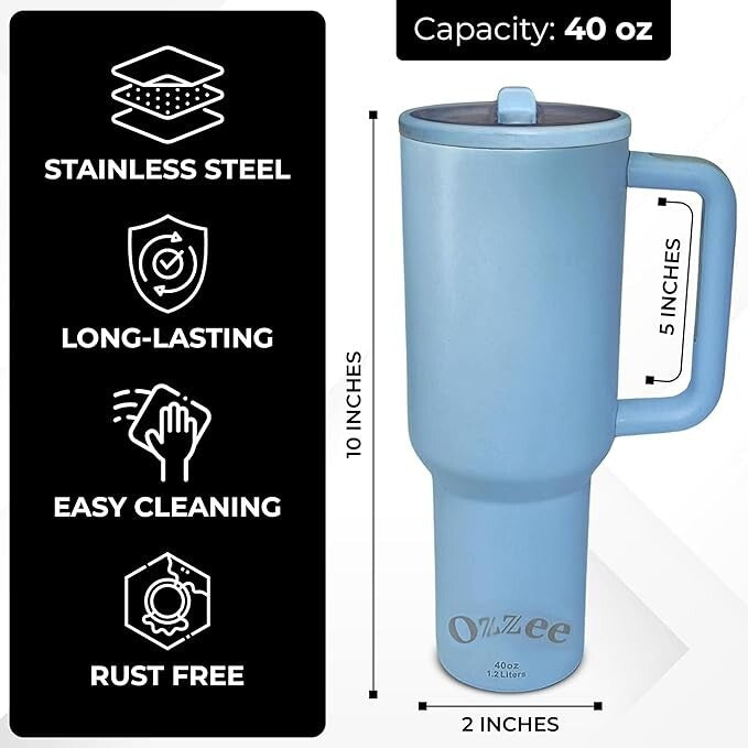 40oz Tumbler With Handle Straw Lid Insulated Tumbler Coffee Mug 4-in-1