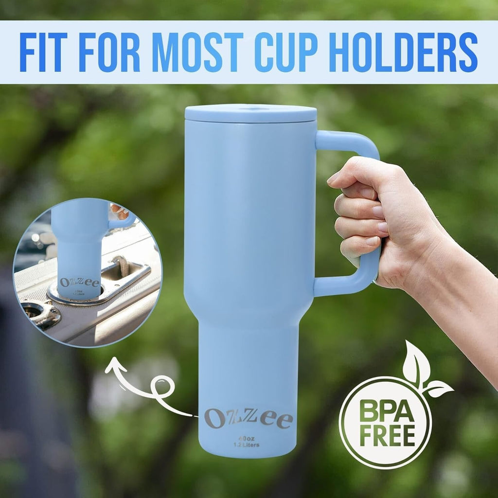 40oz Tumbler With Handle Straw Lid Insulated Tumbler Coffee Mug 4-in-1