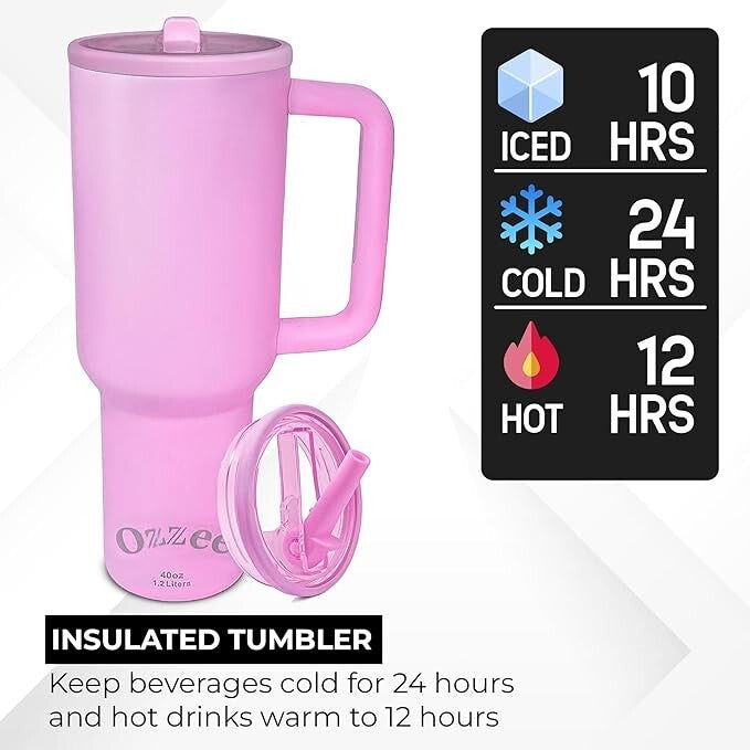 40oz Tumbler With Handle Straw Lid Insulated Tumbler Coffee Mug 4-in-1
